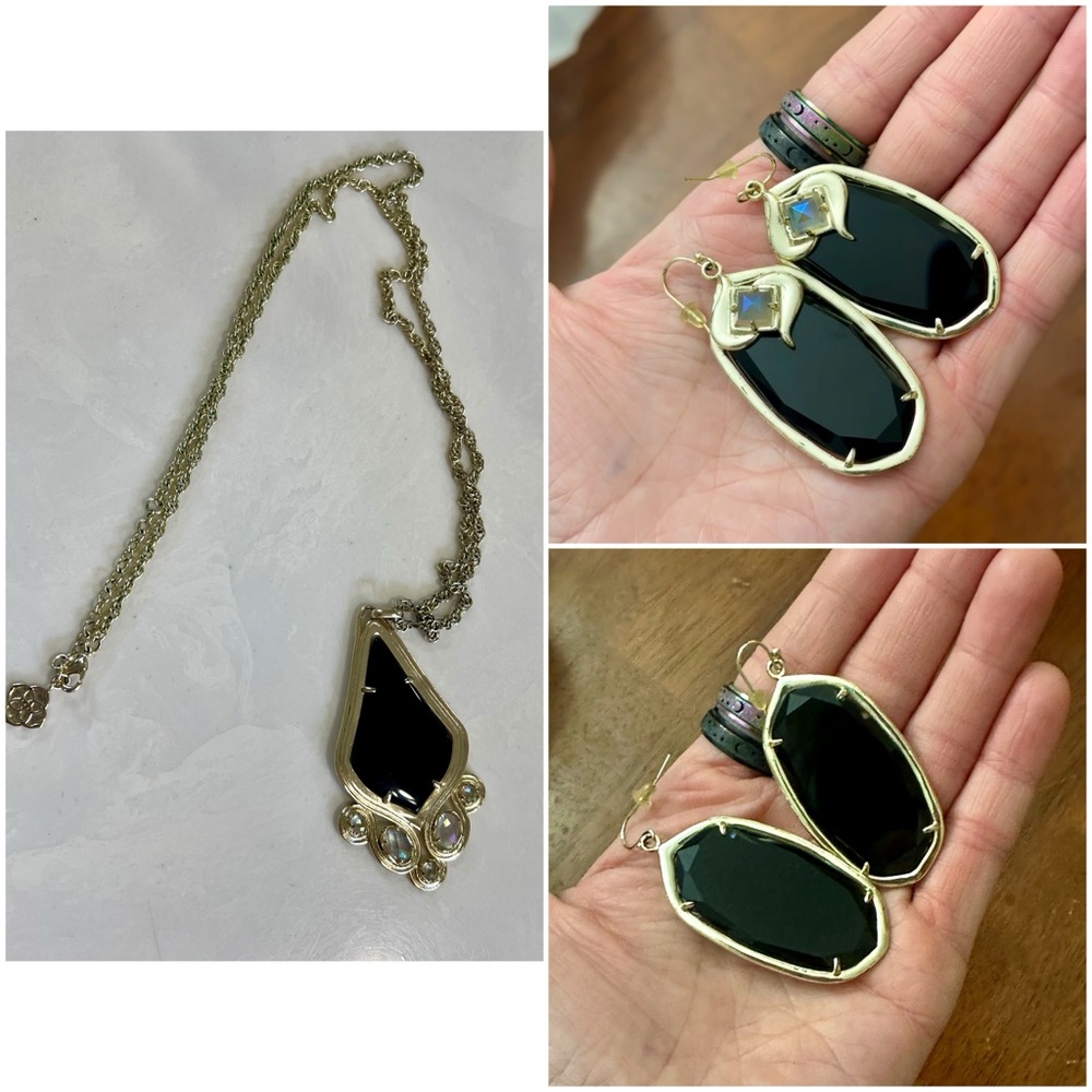 Kendra Scott vintage Gabby gold earrings & Teresa Necklace Bundle